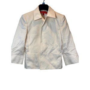Anne Klein Women's Coat Jacket Blazer 100% Cotton Formal Collared Cream Size 4P